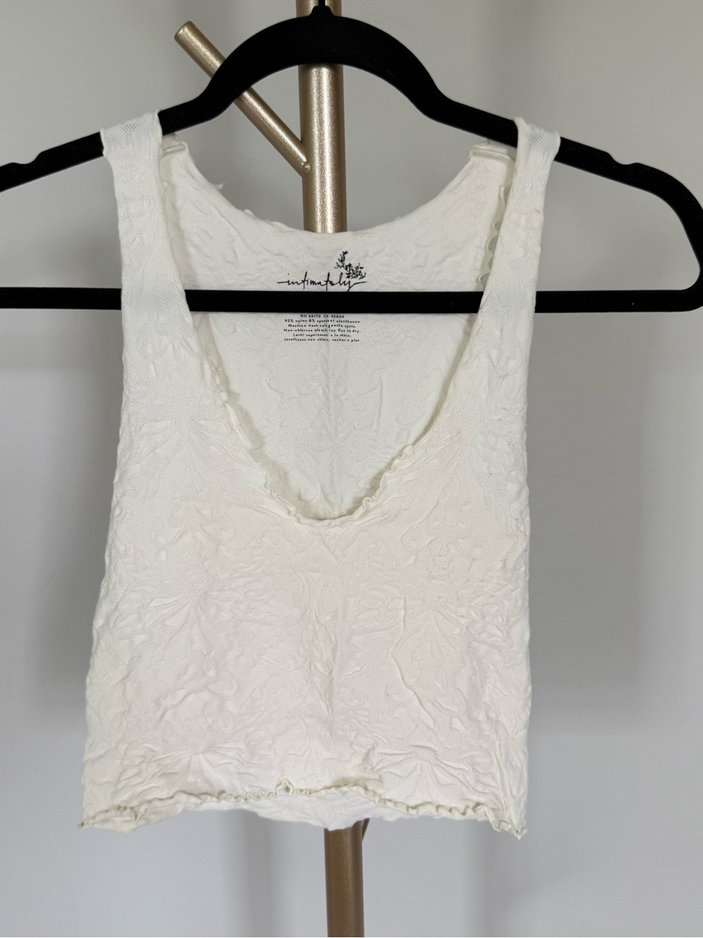 Free People Ivory Textured Scoop Tank